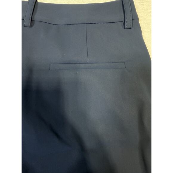 Theory Wide Leg Trousers Navy Blue Flat Front High Waist Modern Prep Women's 10 - Picture 8 of 9